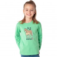 Preisvergleich für Oberteile: Langarmshirt PFERDE , Pferde von SALT AND PEPPER grün Gr. 128/134 Mädchen Kinder