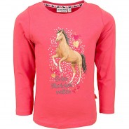 Preisvergleich für Oberteile: Langarmshirt , Pferde rosa Gr. 92/98 Mädchen Kleinkinder