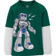 Preisvergleich für Oberteile: Langarmshirt , Roboter grün Gr. 104 Jungen Kleinkinder