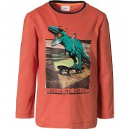 Preisvergleich für Oberteile: Longsleeve mit Frontprint T-Shirts  hellorange Gr. 140 Jungen Kinder