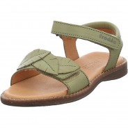 Preisvergleich für Schuhe: Mädchen Sandalen Schuhe Lore Leaves Sandale Kinderschuhe Blüten Glattleder uni Sandalen olive Gr. 27 Mädchen Kinder