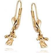 Preisvergleich für Accessoires für Kinder: Mädchen Ohrringe 585 Gelbgold Hund matt/glänzend Ohrstecker Kinder gelb  Kinder