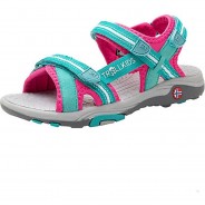 Preisvergleich für Schuhe: Mädchen Sandale Preikestolen Outdoorsandalen grün/rot Gr. 37