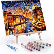 Preisvergleich für Malen & Zeichnen: Malen nach Zahlen 40x50 cm - Komplettset Ausmalbild mit Rahmen & Staffelei beige-kombi