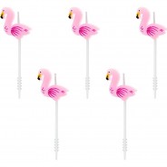 Preisvergleich für Backzubehör: Kerzenpicker Kuchenkerzen Mini Flamingo, 5 Stück pink/weiß