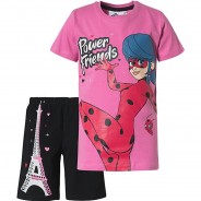 Preisvergleich für Hosen: Miraculous T-Shirt  schwarz/rosa Gr. 116/122 Mädchen Kinder