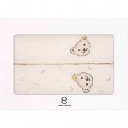 Preisvergleich für Stillartikel: Mullwindel 2er Pack Baby Organic Half Moon mit Teddybärmotiv Mullwindeln beige Gr. 50 x 50