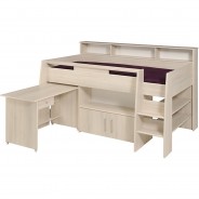 Preisvergleich für Jugendbetten: "Multifunktions Hochbett ""Charly 2"" Akazie" braun Gr. 90 x 200