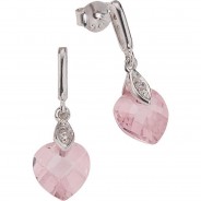 Preisvergleich für Accessoires für Kinder: Ohrhänger 925/- Sterling Silber Zirkonia Herz pink Zirkonia rhodiniert Ohrhänger für Kinder weiß Mädchen Kinder