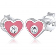 Preisvergleich für Accessoires für Kinder: Ohrringe Kind Herz Kristalle 925 Sterling Silber Ohrstecker  silber Mädchen Kinder