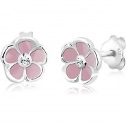 Preisvergleich für Accessoires für Kinder: Ohrringe Kinder Blume Floral Swarovski® Kristall 925 Silber Ohrstecker  rosa Gr. 58/60 Mädchen Kinder