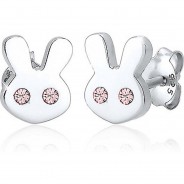 Preisvergleich für Accessoires für Kinder: Ohrringe Kinder Hase Tier Swarovski® Kristalle 925 Silber Ohrstecker  silber Gr. 58/60 Mädchen Kinder