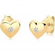Preisvergleich für Accessoires für Kinder: Ohrringe Kinder Herz Diamant (0.04 ct.) 585 Gelbgold Ohrstecker  weiß Gr. 58/60 Mädchen Kinder