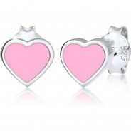 Preisvergleich für Accessoires für Kinder: Ohrringe Kinder Herz Stecker Emaille Pastel Cute 925 Silber Ohrstecker  rosa Gr. 58/60 Mädchen Kinder