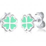Preisvergleich für Accessoires für Kinder: Ohrringe Kinder Kleeblatt Glücksbringer Emaille 925 Silber Ohrstecker  silber Mädchen Kinder