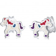 Preisvergleich für Accessoires für Kinder: Ohrringe Kinder Pony Pferd Emaille Pastell 925er Silber Ohrstecker  silber Gr. 58/60 Mädchen Kinder