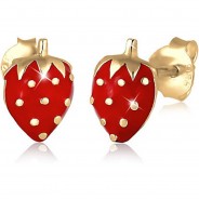 Preisvergleich für Accessoires für Kinder: Ohrringe Kinderschmuck Erdbeere Früchte 925 Sterling Silber Ohrstecker  gold Gr. 58/60 Mädchen Kinder