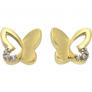 Preisvergleich für Accessoires für Kinder: Ohrstecker 333/- Gold bicolor Schmetterling Zirkonia rhodiniert (teil) Ohrstecker für Kinder mehrfarbig Mädchen Kinder