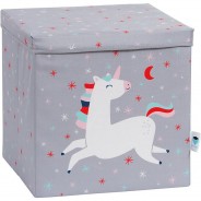 Preisvergleich für Aufbewahren: Ordnungsbox mit Deckel, Einhorn rosa/grau