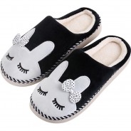 Preisvergleich für Schuhe: Plüsch Hausschuh Pantoffel (Einhorn, Kaninchen und Katze) Hausschuhe schwarz Gr. 36/37