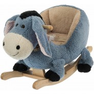 Preisvergleich für Kleinkindspielzeug: Plüsch Schaukeltier Baby Esel 60 cm aus Holz Schaukelpferd mit Sicherheitsgurt Schaukeltiere grau