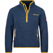 Preisvergleich für Oberteile: Pullover HEMSEDAL  (recycelt) blau/gold Gr. 128 Jungen Kinder