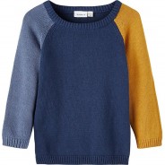 Preisvergleich für Oberteile: Pullover NMMKOFAL , Organic Cotton blau Gr. 122/128 Jungen Kinder