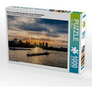 Preisvergleich für Puzzle: Puzzle CALVENDO Puzzle Blick von der Rheinkniebrücke auf den Medienhafen - 1000 Teile Foto-Puzzle glückliche Stunden  Kinder