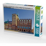 Preisvergleich für Puzzle: Puzzle CALVENDO Puzzle Das Rathaus mit Schaufassade, im Stil der norddeutschen Backsteingotik im 13.Jahrhundert errichtet - 1000 Teile Foto-Puzzle glückliche Stunden  Kinder