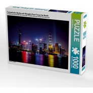 Preisvergleich für Puzzle: Puzzle CALVENDO Puzzle Fantastische Skyline mit Shanghai Pearl Tower bei Nacht - 1000 Teile Foto-Puzzle glückliche Stunden  Kinder