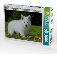 Preisvergleich für Puzzle: Puzzle CALVENDO Puzzle Weißer Schweizer Schäferhund - Ein Tag im Leben einer Hundefamilie - 1000 Teile Foto-Puzzle glückliche Stunden  Kinder