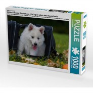 Preisvergleich für Puzzle: Puzzle CALVENDO Puzzle Weißer Schweizer Schäferhund - Ein Tag im Leben einer Hundefamilie - 1000 Teile Foto-Puzzle glückliche Stunden  Kinder