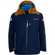 Preisvergleich für Jacken & Outdoorkleidung: Regenjacke BERGEN  (recycelt) braun/blau Gr. 128 Jungen Kinder