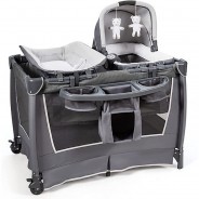 Preisvergleich für Reisebetten: Reisebett 4 in 1 Babywiege mit Wickeltisch grau