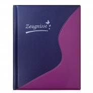 Preisvergleich für Schulbedarf: Ringbuch/Zeugnismappe A4 violett, wattiertes Cover, inkl. 12 Klarsichtfolien