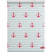 Preisvergleich für Heimtextilien: Rollo Klemmfix, ohne Bohren, blickdicht, Anker gestreift - Türkis Rot blau Gr. 100 x 150