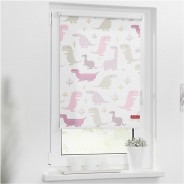 Preisvergleich für Heimtextilien: Rollo Klemmfix, ohne Bohren, blickdicht, Dino - Pink beige Gr. 80 x 150