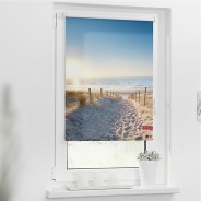 Preisvergleich für Heimtextilien: Rollo Klemmfix, ohne Bohren, blickdicht, Ostseestrand - Blau blau Gr. 80 x 150