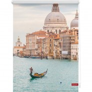 Preisvergleich für Heimtextilien: Rollo Klemmfix, ohne Bohren, blickdicht, Venedig Canal Grande - Blau blau Gr. 80 x 150