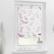 Preisvergleich für Heimtextilien: Rollo Klemmfix, ohne Bohren, Verdunkelung, Dino  - Pink rot Gr. 70 x 150