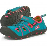 Preisvergleich für Schuhe: Sandale Sandefjord Outdoorsandalen grün/rot Gr. 34
