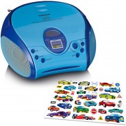 Preisvergleich für CD & Musikplayer: SCD-24BU Kids - Boombox CD-Player Kinder mit Radio und Stickern, blau  Kinder