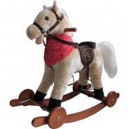 Preisvergleich für Kleinkindspielzeug: Schaukelpferd mit Sound und Rollen Holz Plüsch Schaukel Pferd bis 20kg Beige SP2 beige