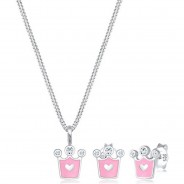 Preisvergleich für Accessoires für Kinder: Schmuckset Kinder Herz Krone Kristalle 925 Silber Schmucksets Mädchen silber Gr. 58/60  Kinder