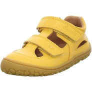 Preisvergleich für Schuhe: Barefoot Nando Sandale Veloursleder uni Halbschuhe gelb Gr. 28 Mädchen Kinder