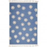 Preisvergleich für Heimtextilien: Schurwollteppich Ring, blau/natur, 120x180 cm Gr. 120 x 180