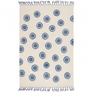 Preisvergleich für Heimtextilien: Schurwollteppich Ring, natur/blau, 120x180 cm Gr. 120 x 180