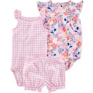Preisvergleich für Strampler & Spieler: Set Body + Shorts  violett Gr. 62 Mädchen Baby
