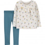Preisvergleich für Hosen: Set Langarmshirt + Leggings  grün/weiß Gr. 92 Mädchen Kleinkinder