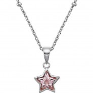 Preisvergleich für Accessoires für Kinder: Silber Kinder-Halskette mit rosa Stern-Anhänger Halsketten pink Gr. one size Mädchen Kinder